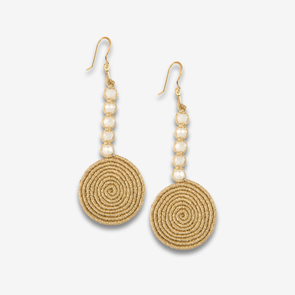 Long Golden Spirals Macrame Earrings